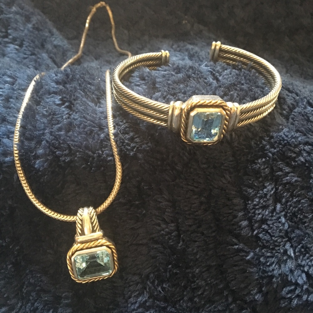 cuff bracelet & 💙 pendant necklace